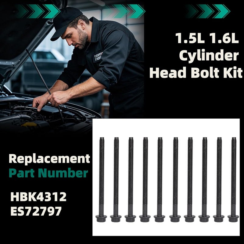 Riyhch HBK4312 Cylinder Head Bolt Kit Fits for Ford Fusion Escape Fiesta 1.5L 1.6L L4 16V DOHC 1499cc 2011-2020 ES 72797 （10 pcs） - Image 3